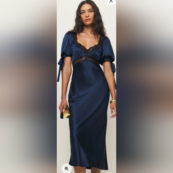 Reformation Dresses & Skirts - Reformation Stella Silk Dress Blue - Size 6